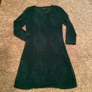 Trixxi size small sparkly green sweater dress perfect for holidays!